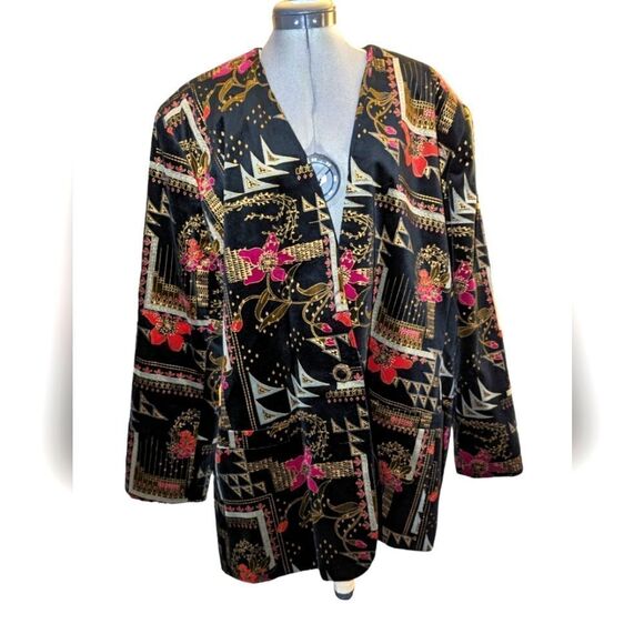 Vintage Tan Jay velour textured jacket volup - Picture 1 of 8